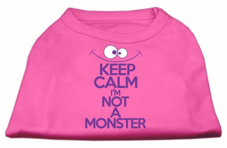 Keep Calm Screen Print Dog Shirt Bright Pink Med